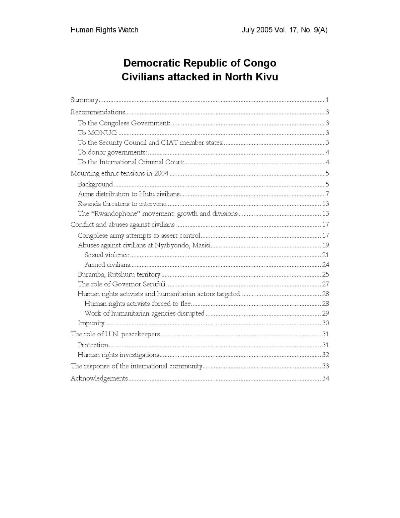 PDF-HUMAN RIGHTS WATCH VOL 17 NO 9A 2 risk to its security In resp