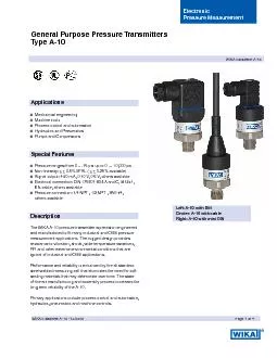 General Purpose Pressure TransmittersType A10