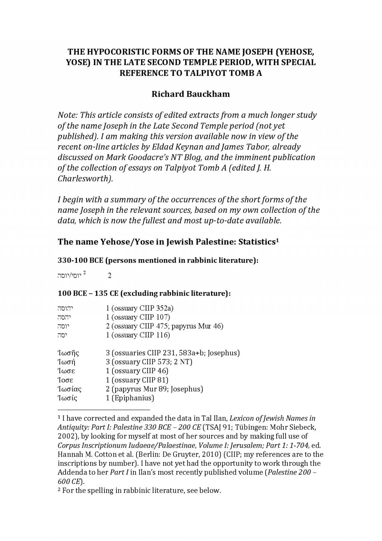 PDF-in and the forms on ossuaries and papyrus is