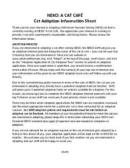 Cat Adoption Information Sheet