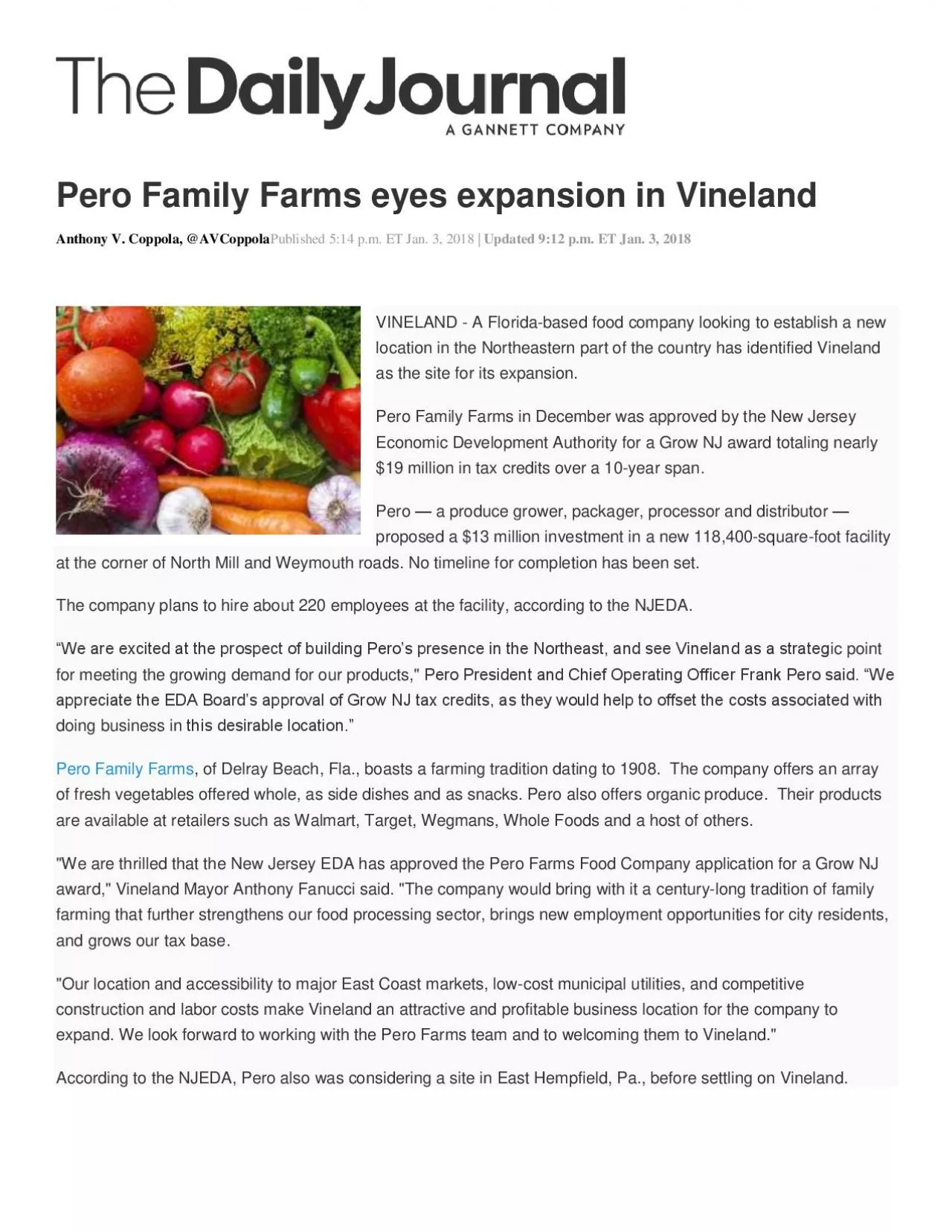 PDF-Pero Family Farms eyes expansion in Vineland