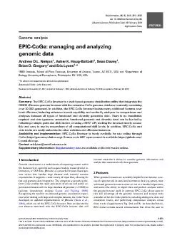 GenomeanalysisEPICCoGemanagingandanalyzinggenomicdataAndrewDLNelso