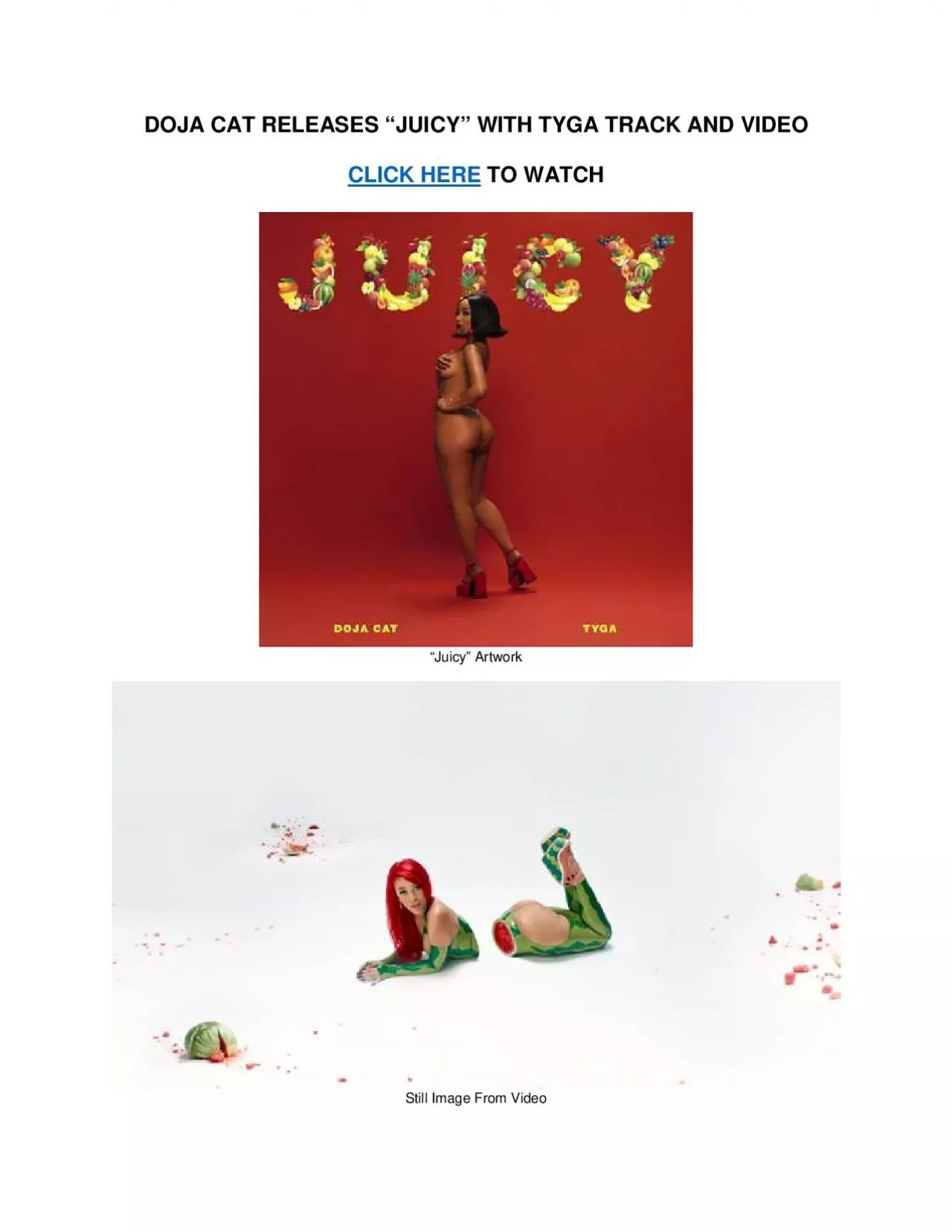 PDF-DOJA CAT RELEASES 147JUICY148 WITH TYGA TRACK AND VIDEOCLICK HER