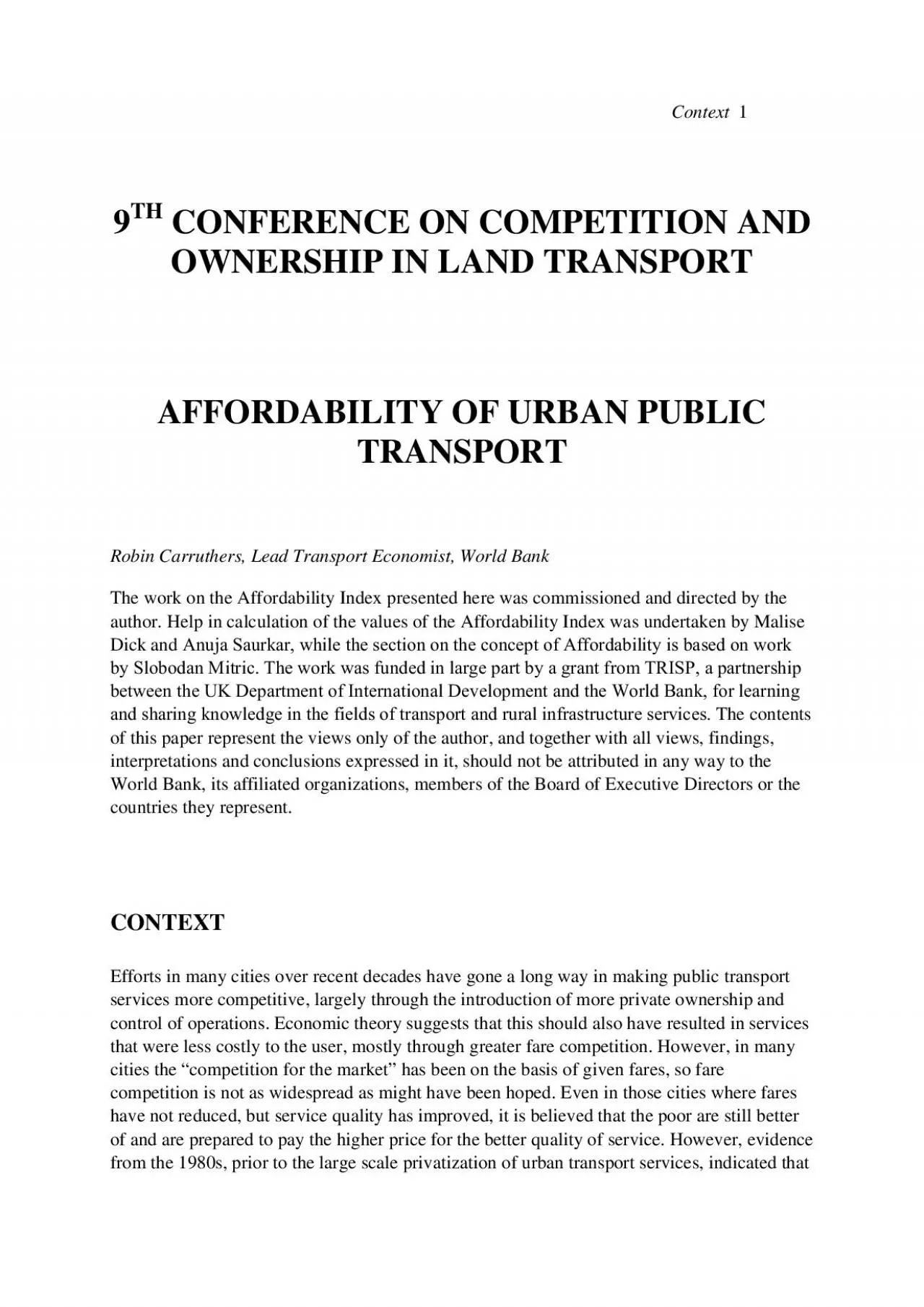 PDF-Context19TH CONFERENCE ON COMPETITION AND OWNERSHIP IN LAND TRANSPORT