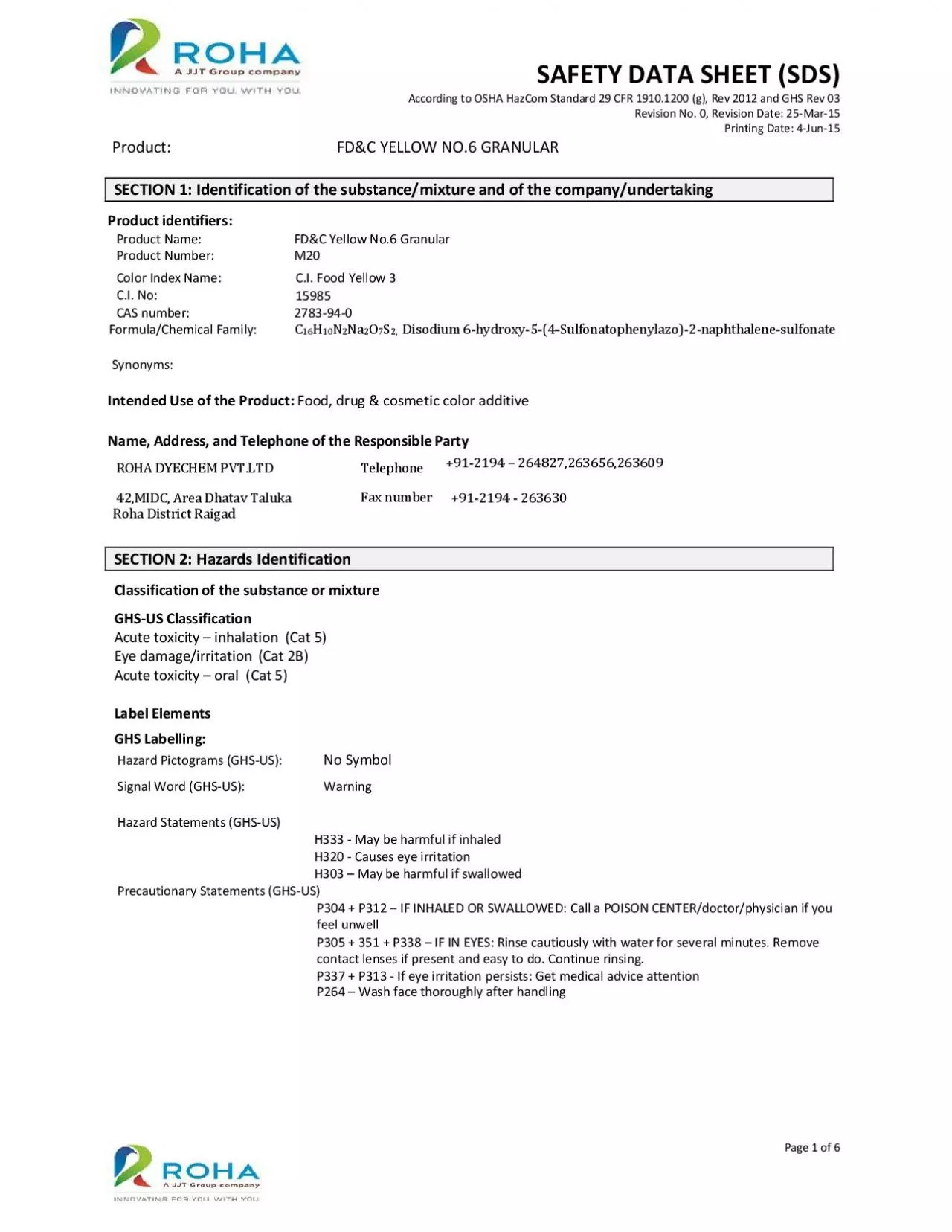 PDF-SHEETSDSAccordingOSHAHazComStandardCFR19101200g2012andGHSRevRevi