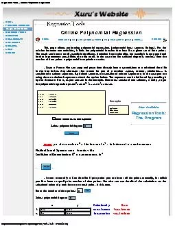 Regression Tools  Online Polynomial Regressionhttpwwwxuruorgrt