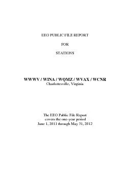 EEO PUBLIC FILE REPORT  STATIONS     WWWV  WINA  WQMZ  WVAX  WCNR