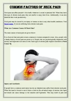 Common Factors Of Neck Pain:
