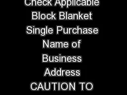Important HUWLFDWHQRW YDOLGXQOHVVFRPSOHWHG RESALE CERTIFICATE Check Applicable Block Blanket