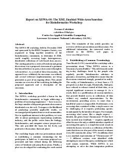 Report on XEWA00 The XML Enabled WideArea Searches  for Bioinformat