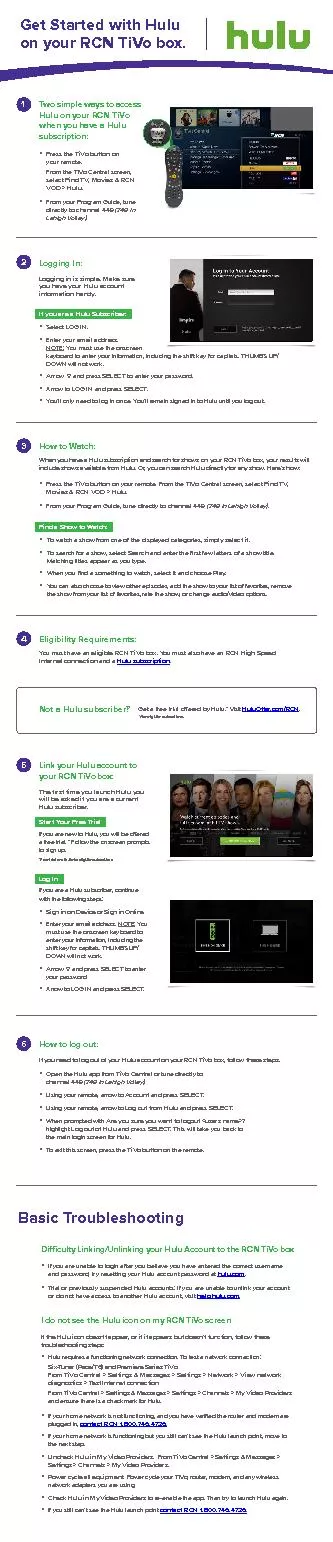 Two simple ways to access Hulu on your RCN TiVo when you have a Hulu s