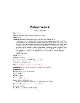 PackagealpacaOctober302020TypePackageTitleFitGLM31swithHighDime