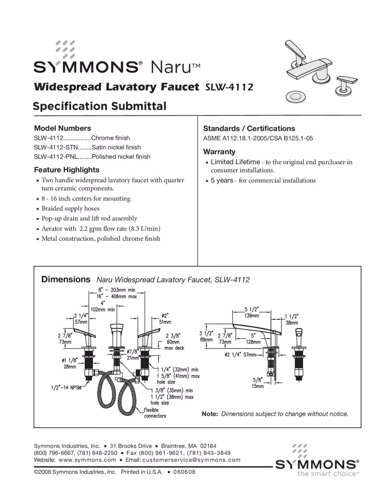 PDF-Naru Widespread Lavatory Faucet SLW4112