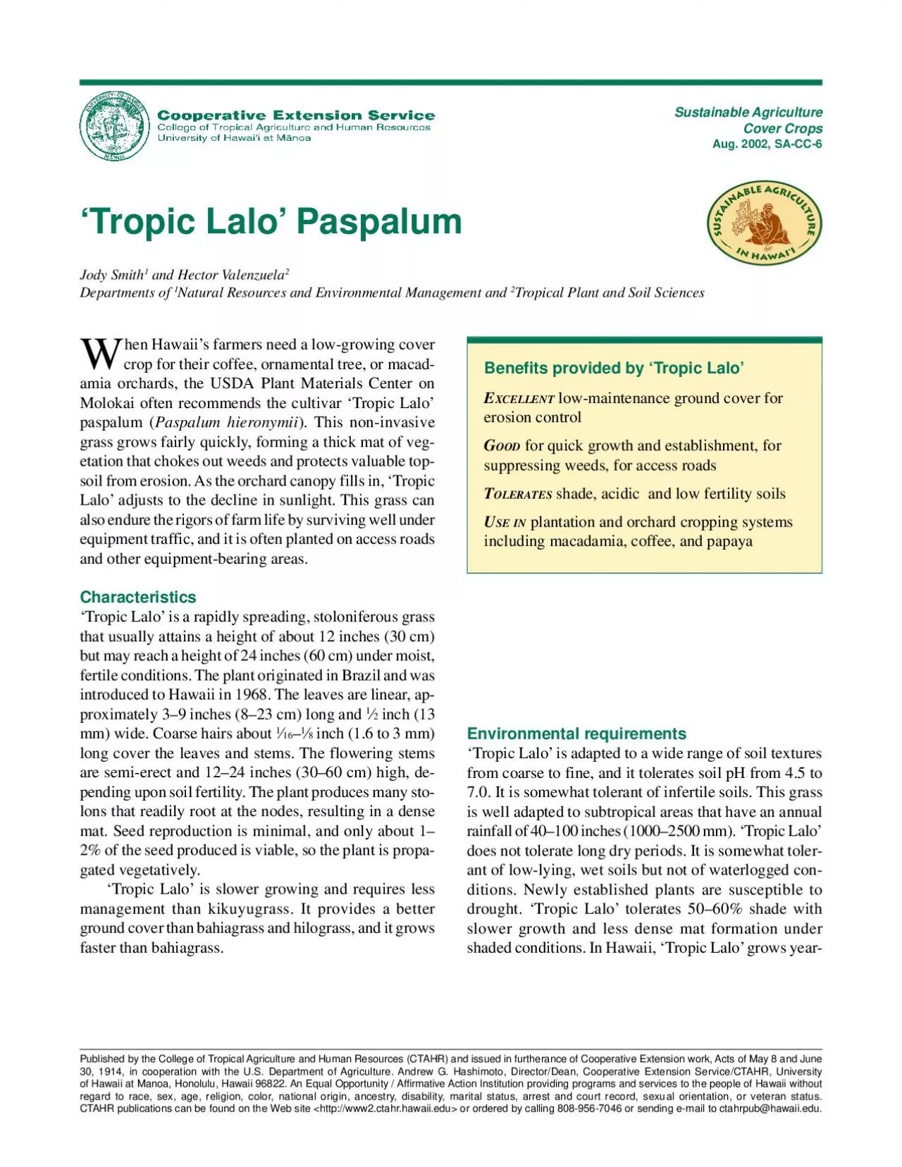 PDF-Benefits provided by Tropic LaloOLERATESincluding macadamia coffee