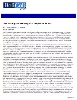 Addressing the Philosophical Objection of BOLI