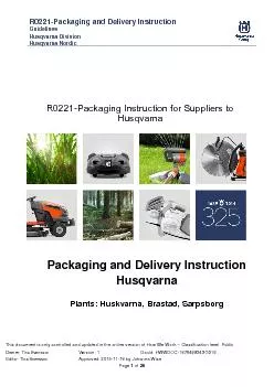 Packaging and Delivery Instruction