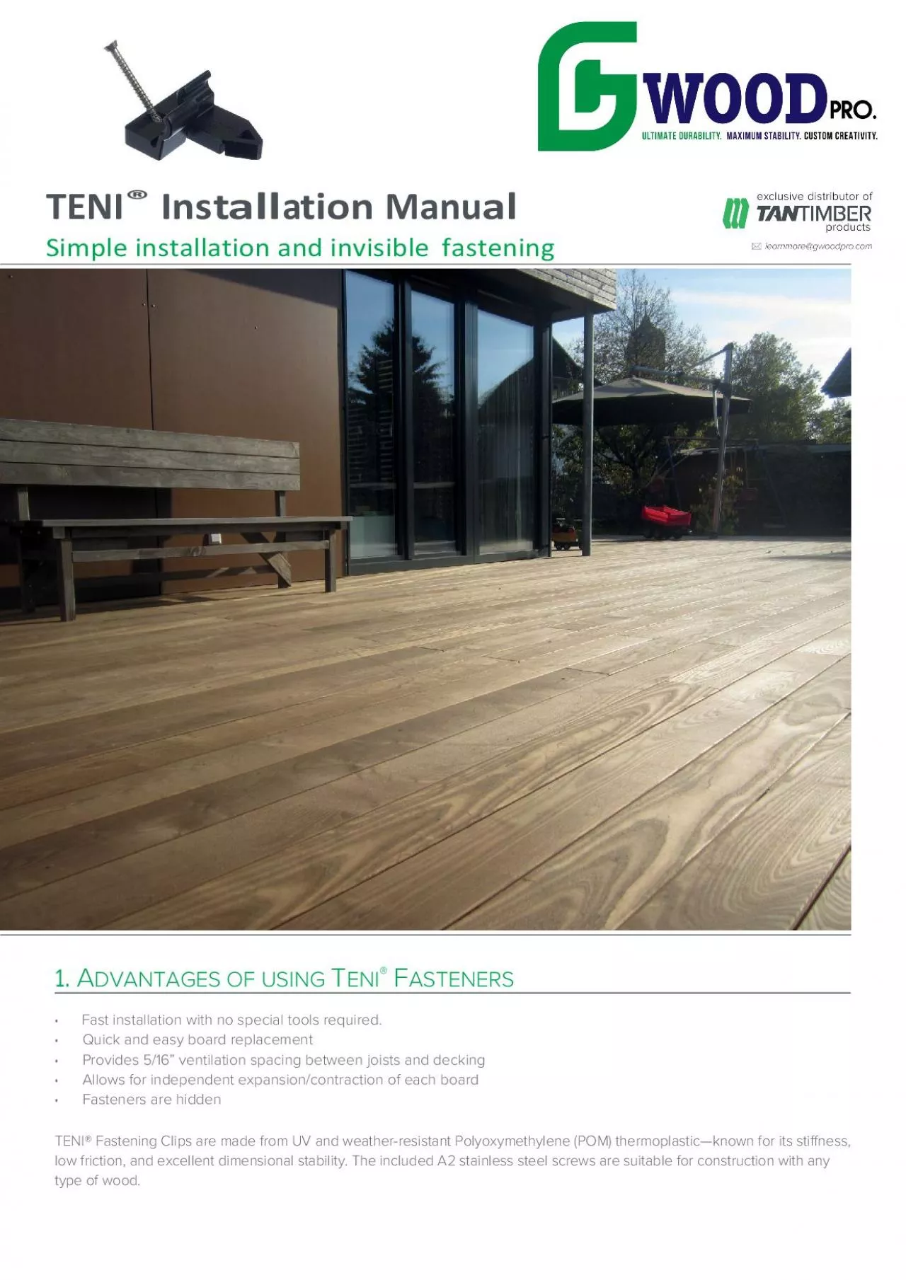 PDF-TENInaltionManalSimple installation and invisiblefasteningDVANTAGES OF