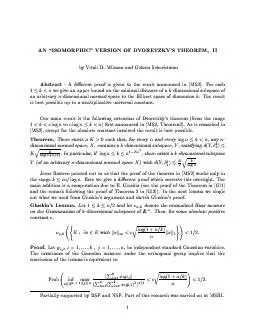 ANISOMORPHICVERSIONOFDORETZKYSTHEOREMyVitaliDMilmanandGideonScAd