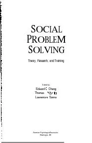SOCIAL PROBLEM SOLVING THEORY AND ASSESSMENT THOMAS