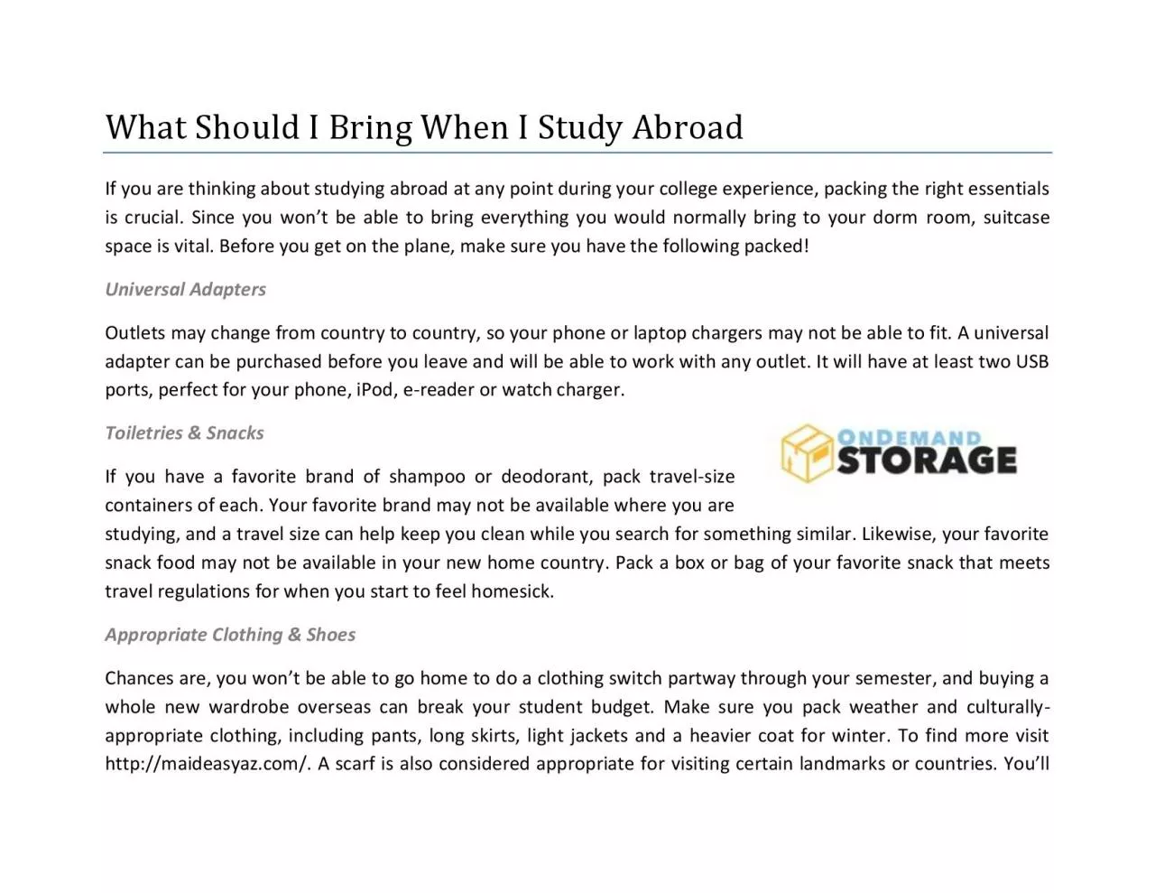 PDF-What Should I Bring When I Study Abroad