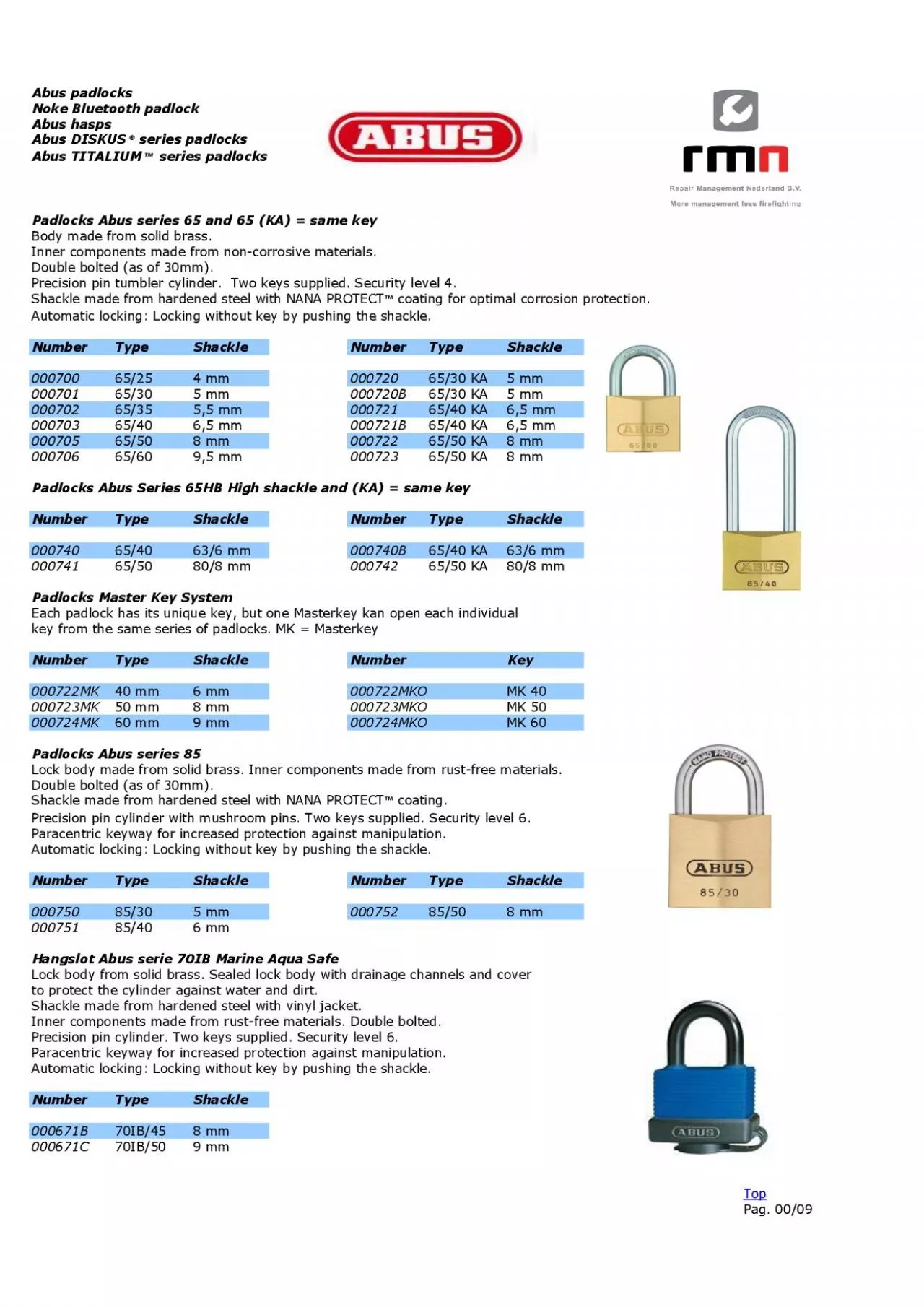 PDF-Abus padlocks