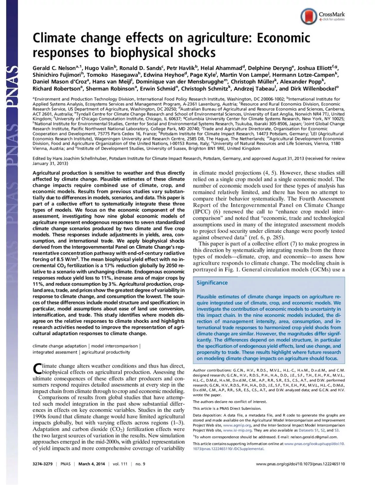 PDF-ClimatechangeeffectsonagricultureEconomicresponsestobiophysicalshocks