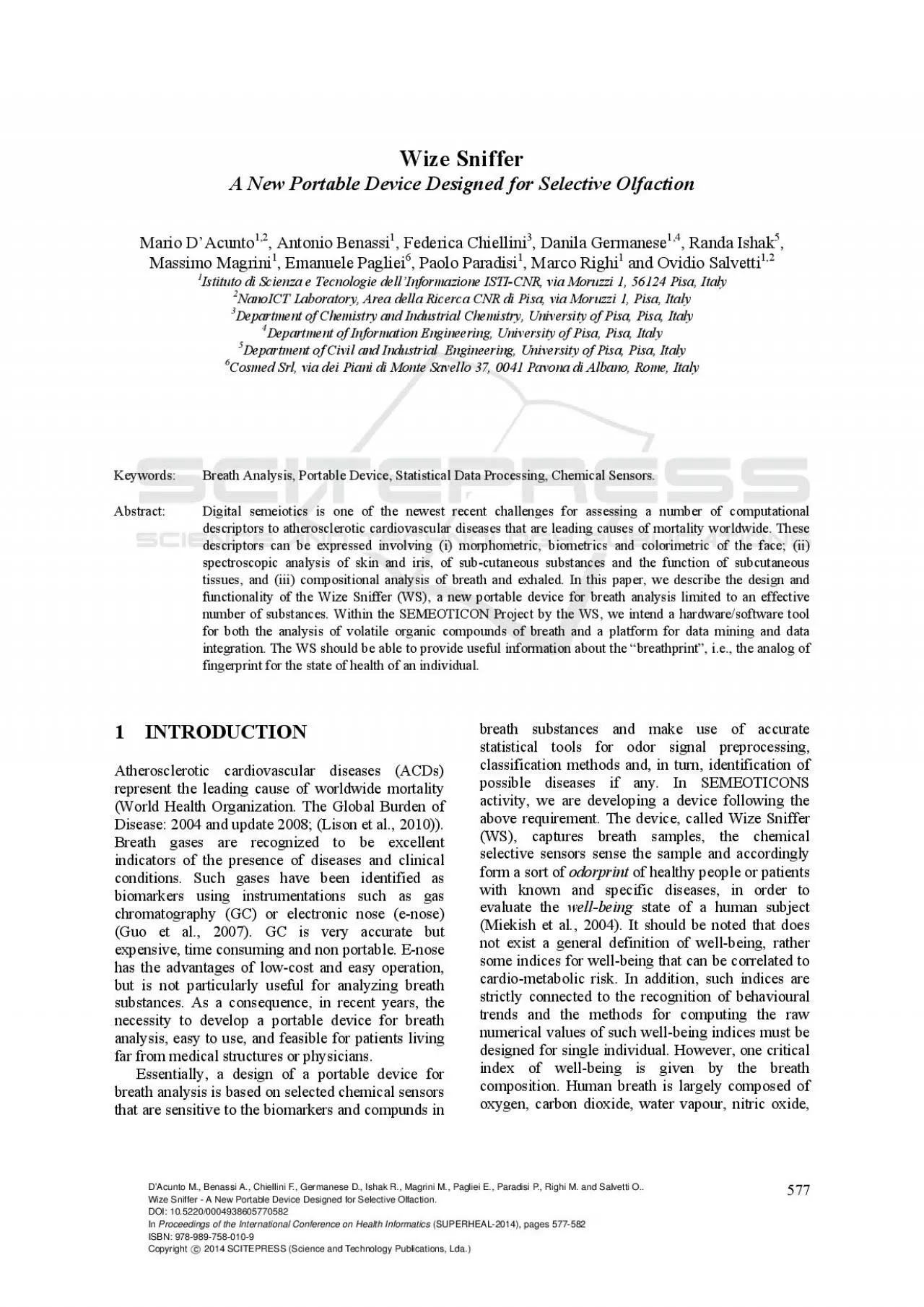 PDF-Wize Sniffer A New Portable Device Designed for Selective Olfaction 1