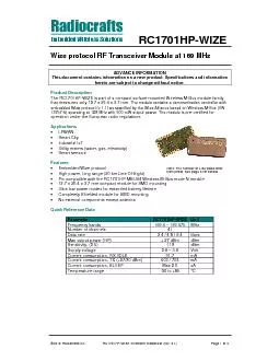 RC1701HPWIZE2018 Radiocrafts AS RC1701HPWIZE Shortform Datasheet