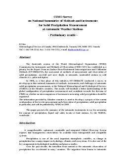 CIMO Survey  on National Summaries of Methods and Instruments  for Sol