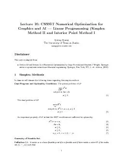 Lecture16CS395TNumericalOptimizationforGraphicsandAILinearProgrammin