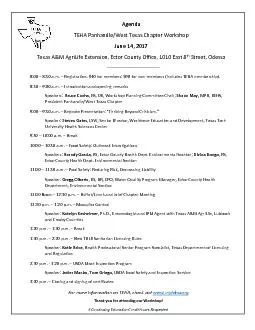 AgendaTEHA PanhandleWest TexasChapter WorkshopJune 14 2017Texas AM A