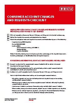 CONSUMER ACCOUNT CHANGES