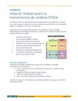 El anlisis FODA es una herramienta de evaluacin que puede ser utiliz