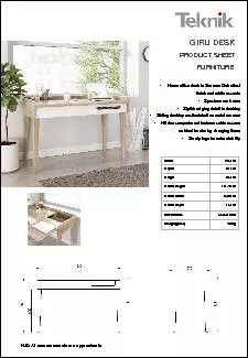 PRODUCT SHEETGIRU DESK FURNITURE NB All measurements are approximate