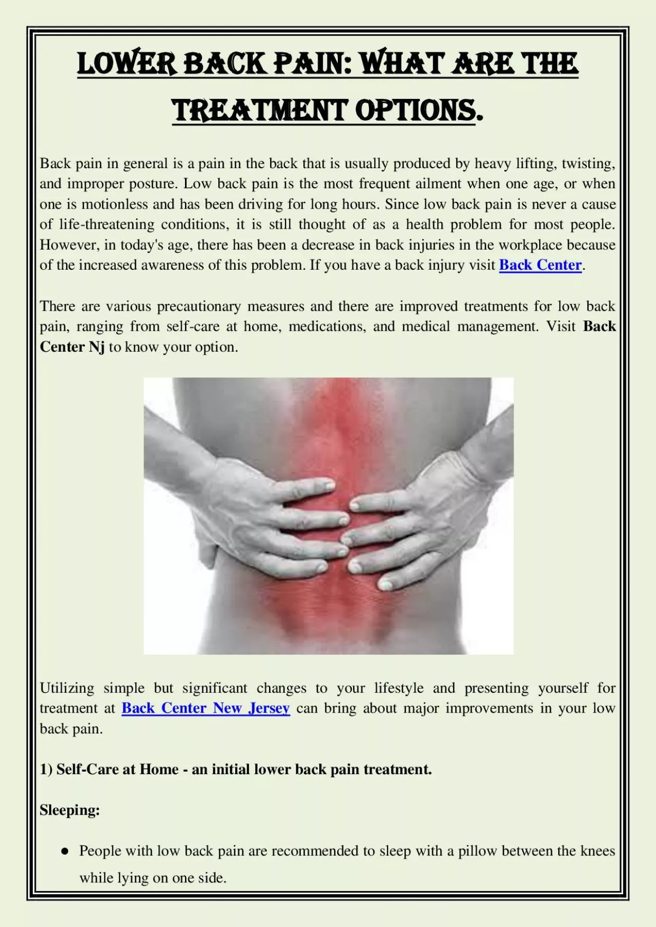 PDF-Lower Back Pain: What Are The Treatment Options.