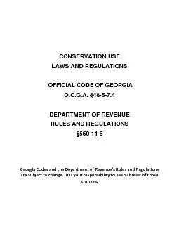 CONSERVATION USE  LAWS AND REGULATIONS  OFFICIAL CODE OF GEORGIA  OC