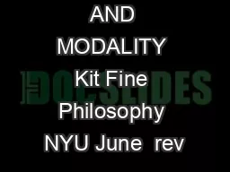 ESSENCE AND MODALITY Kit Fine Philosophy NYU June  rev