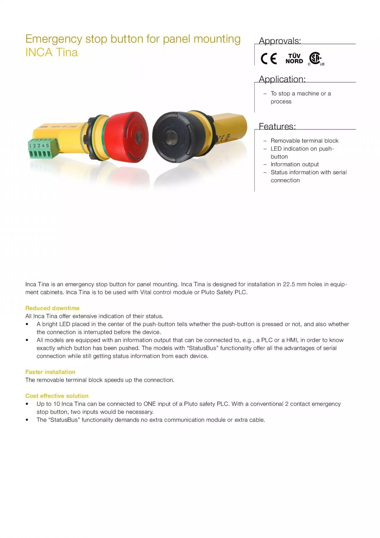 PDF-Inca Tina is an emergency stop button for panel mounting Inca Tina is