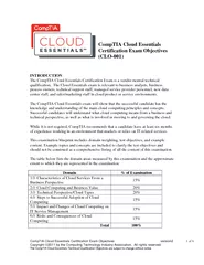 CompTIA Cloud Essentials Certification Exam Objecti ve