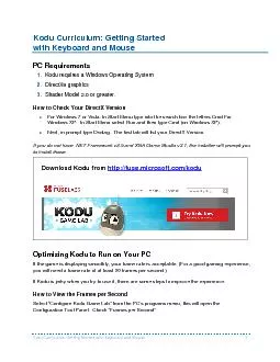 Kodu Curriculum Getting Started with Keyboardand Mouse
