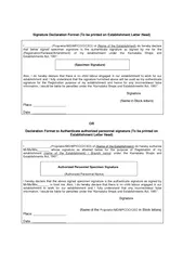 Signature Declaration Format To be printed on Esta bli