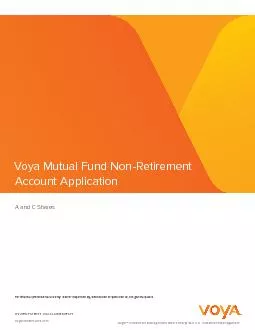 Voya Mutual Fund NonRetirement Account ApplicationA and C Shares