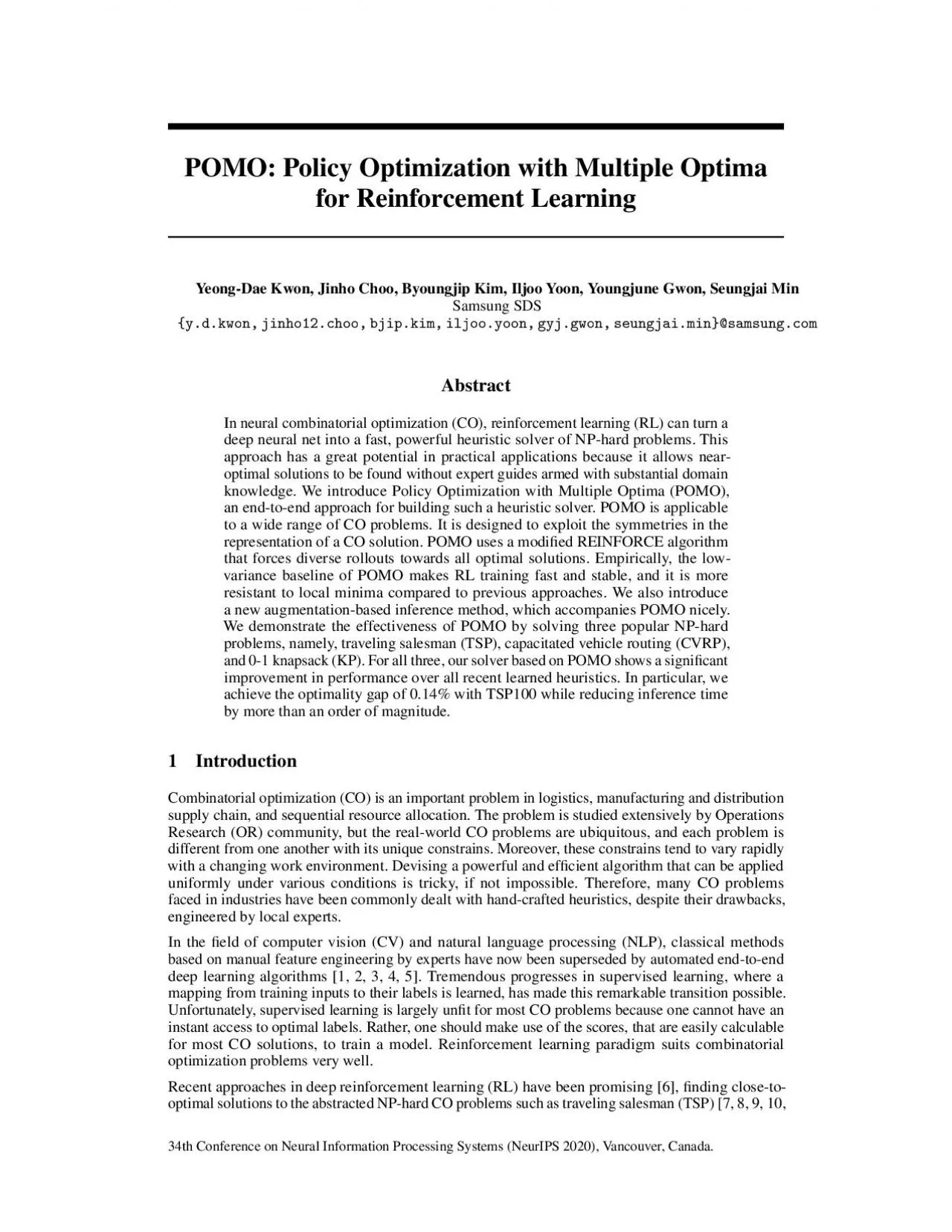 PDF-POMOPolicyOptimizationwithMultipleOptimaforReinforcementLearning