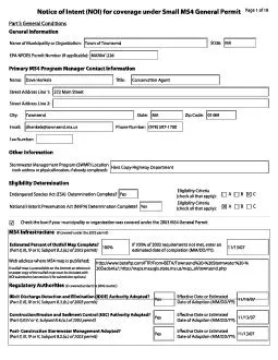 Small MS4 Notice of IntentAdditional Detail List of Water Bodies and