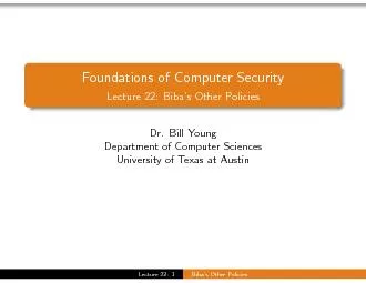 FoundationsofComputerSecurityLecture22BibasOtherPolicies