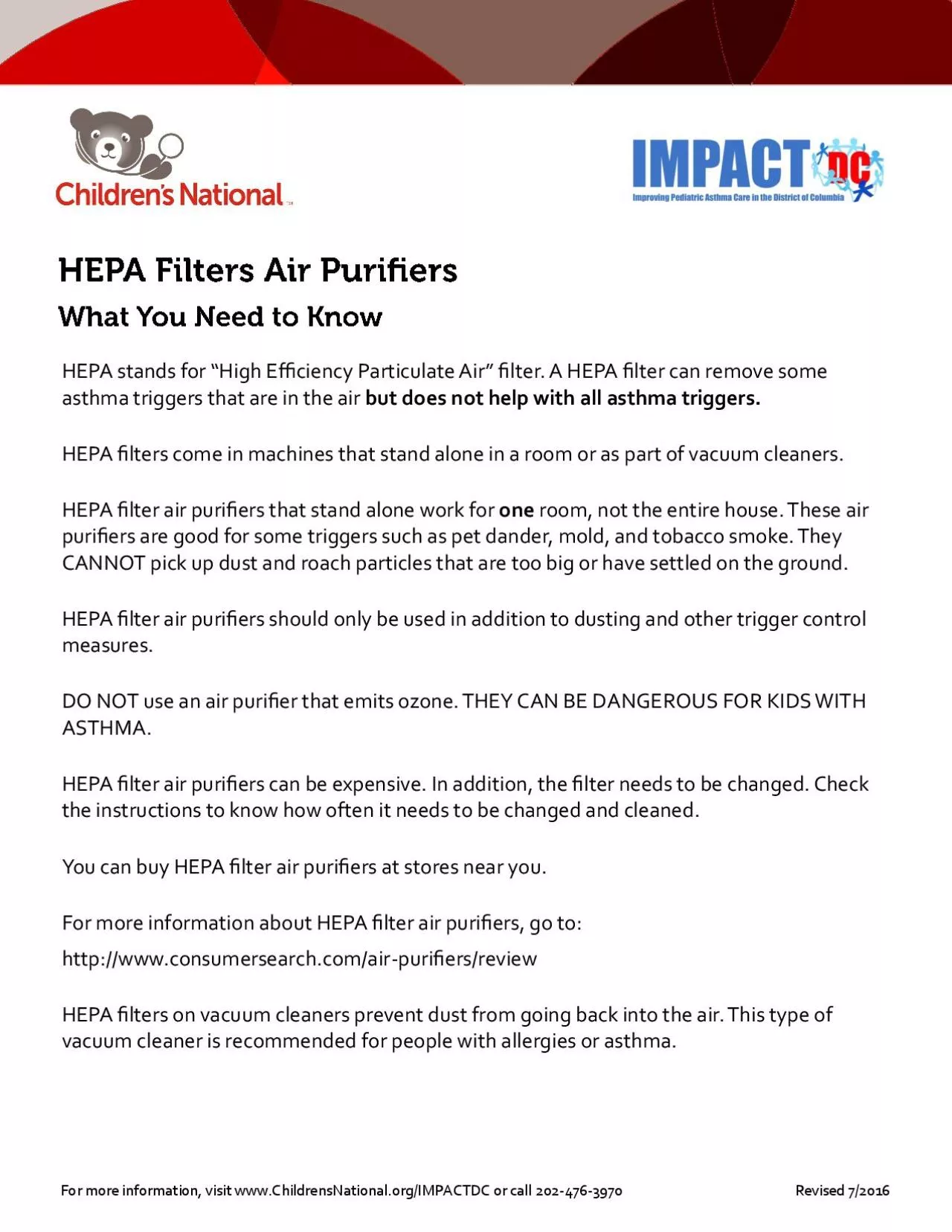 PDF-For more information visit wwwChildrensNationalorgIMPACTDC or call