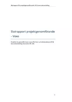 Slutrapport fr projektgenomfrande i PTS innovationstvling