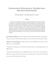 Generalized Exponential Distribution Ba yesian Estima