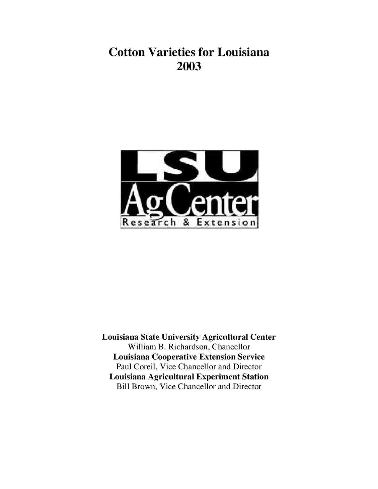 PDF-Cotton Varieties for Louisiana 2003