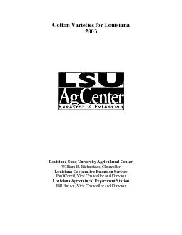 Cotton Varieties for Louisiana 2003